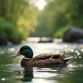 Schwimmende Ente im Paradies