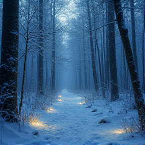 雪夜林间