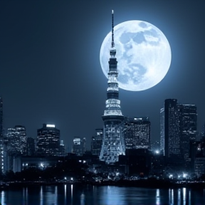 Full moon in the nights of Tokyo