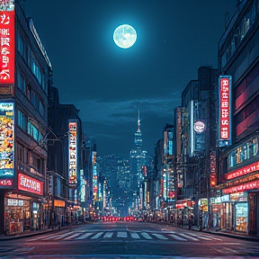 Full moon in the nights of Tokyo