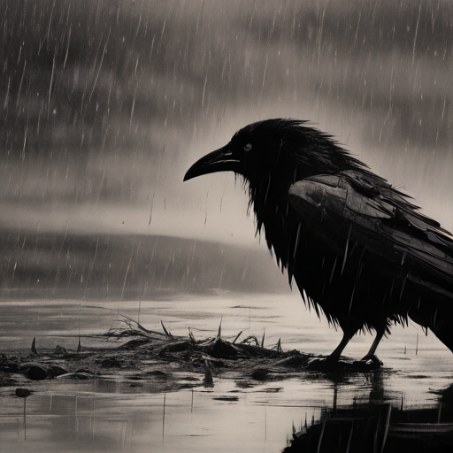 Raven in de regen!