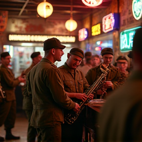 US Army boys getting down in the bar