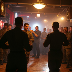 US Army boys getting down in the bar