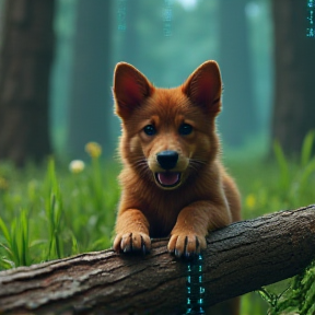 Cyber Pup on a Log