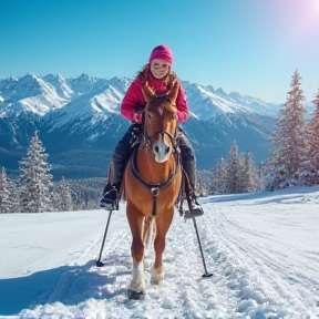 Anna fährt schnell mit ihren Ski