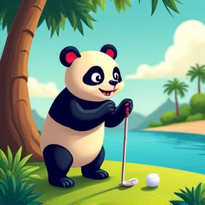 Panda's aan het Golfen