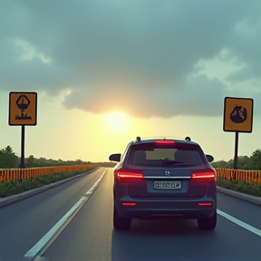 Stop the car on the highway