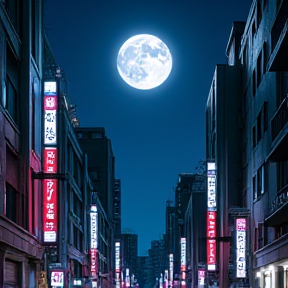 Full moon in the nights of Tokyo