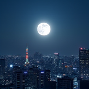 Full moon in the nights of Tokyo