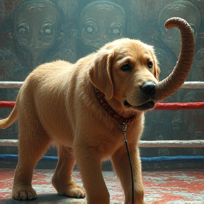 Canine Clash: Retriever vs. Elephant