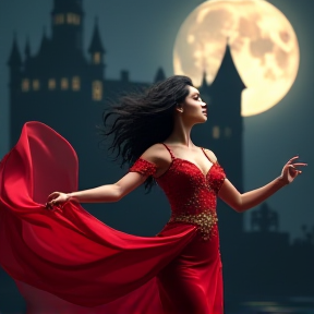 The Elegant Lady Turns to a Seductive Vampire Queen by Night (Spanish Flamenco)