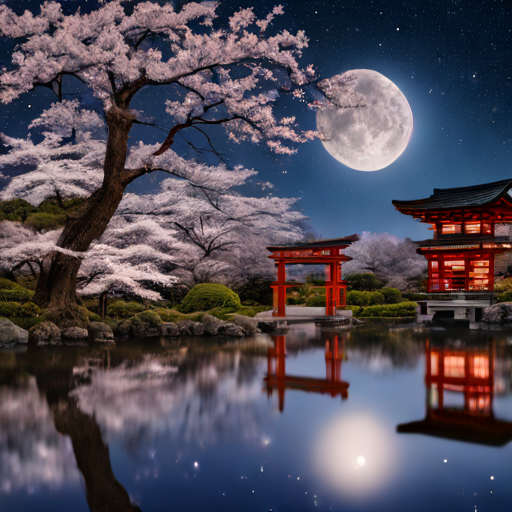 Full moon in the nights in japan