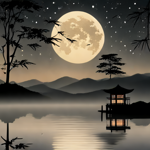 Full moon in the nights in japan