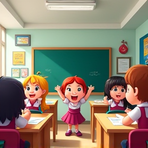 In a animated school 