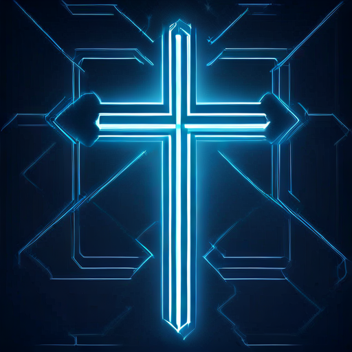 Blue neon cross