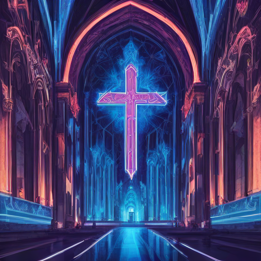 Blue neon cross