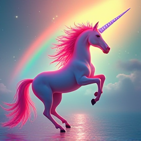 Pink Fluffy Unicorns Dancing on Rainbows