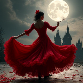 The Elegant Lady Turns to a Seductive Vampire Queen by Night (Spanish Flamenco)