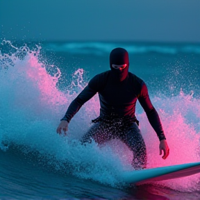 Black Ninjas Surfing Sharks