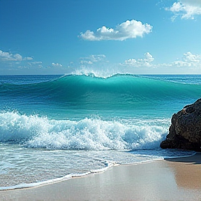 Surfing in the ocean