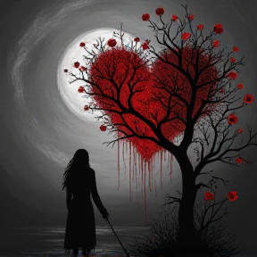 A heart bleeding black