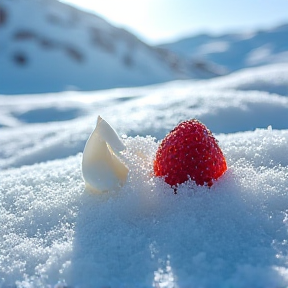 Mr Cream in the Icy Snow with Strawberry Chips