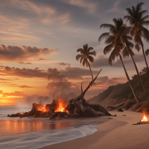 Fuego en la playa