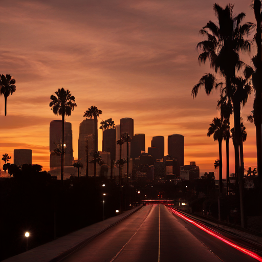 Sun sets over Los Angeles