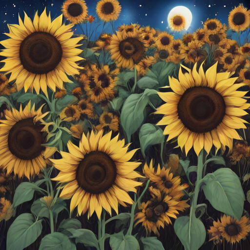 Sunflowers in the Twilight