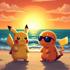 Pikachu & Charmander: Haunted Beach Day