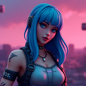 Grungy Crew Blue Hair Lady