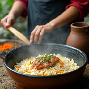 Cooking Poking Rice and Fish