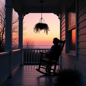 Out on the porch with the  sunset glow