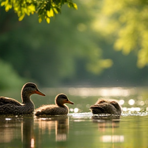 Father duck's love to his son duckling