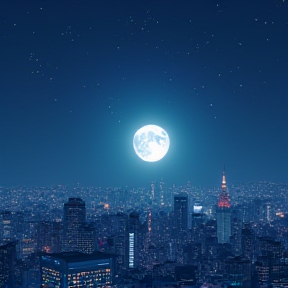 Full moon in the nights of Tokyo