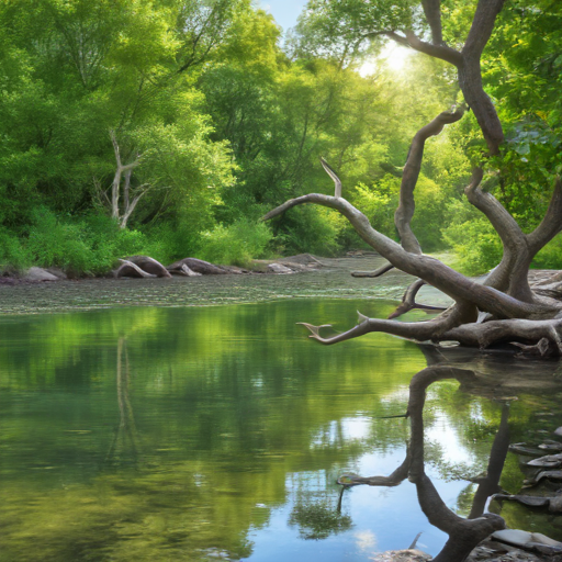 down by the river bank