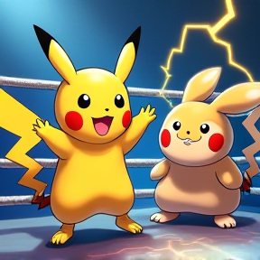 Pelea en el Ring de Hitmonchan Vs. Pikachu