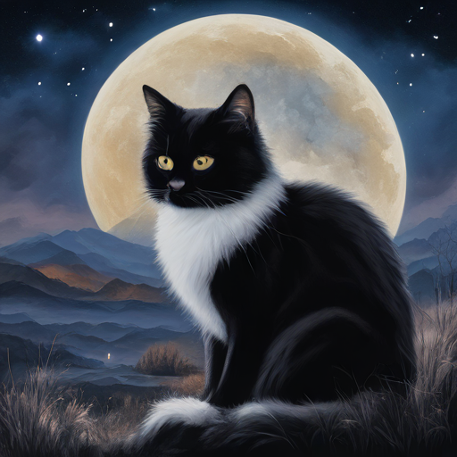 El gato tuxedo y su Luna de angora