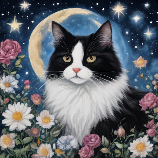 El gato tuxedo y su Luna de angora