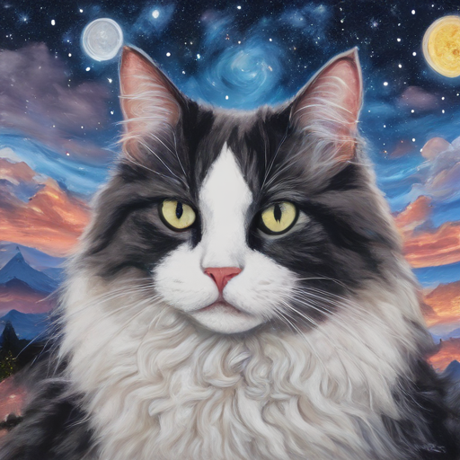 El gato tuxedo y su Luna de angora