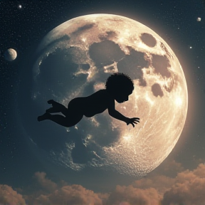 A baby and moon