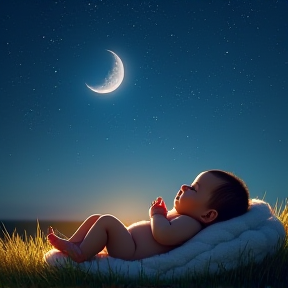 A baby and moon