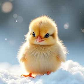 Fluffy Chick in a Snowy World