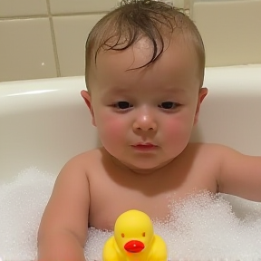 Son in a bubble bath