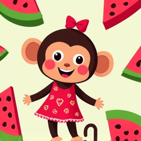 Watermelon Monkey In A Dress