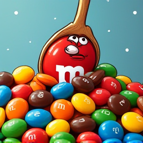 M&ms with a spoon.