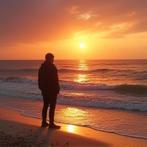 Ich kaif allein am Strand entlang