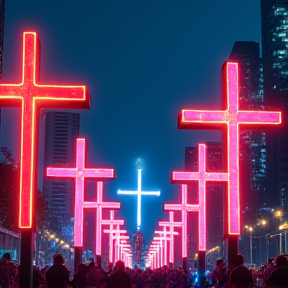 neon crosses