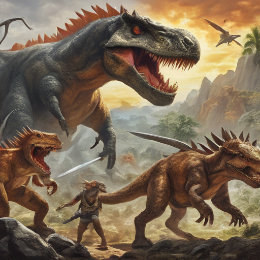 Epic Dinosaur Battle: Man and Beast vs. Enemies