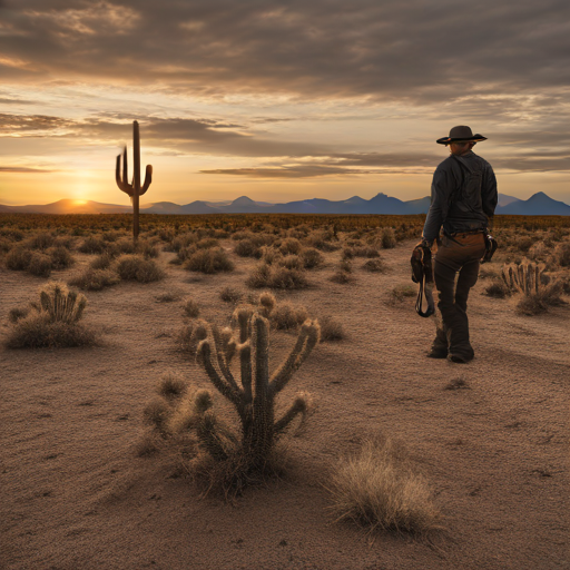 Un cowboy solitaire dans le désert du Texas